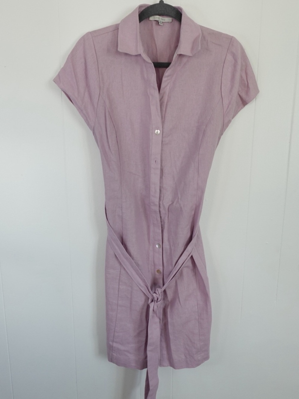 Love Tree Lavender Shirt-Tie Mini Dress
